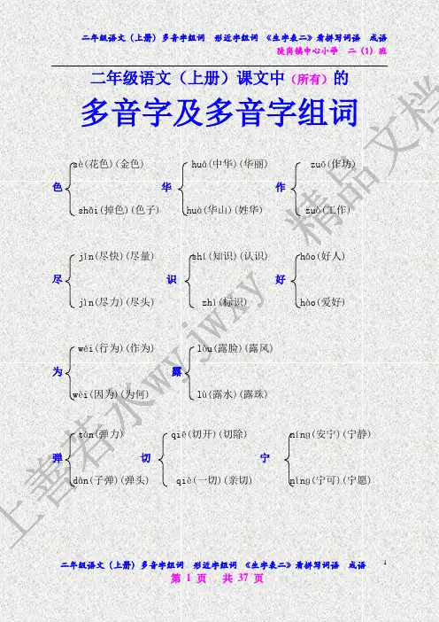 二年级语文(上册)多音字组词  形近字组词  生字组词看拼音写词语  成语·成语注释【考试必用】