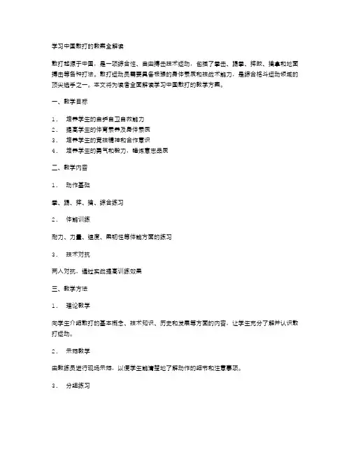 学习中国散打的教案全解读