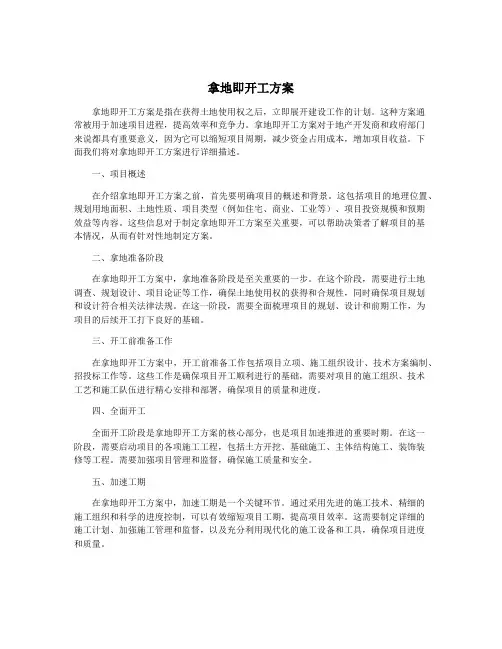 拿地即开工方案