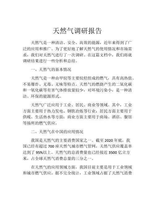天然气调研报告