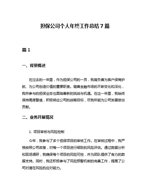 担保公司个人年终工作总结7篇