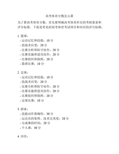 高考体育分数怎么算