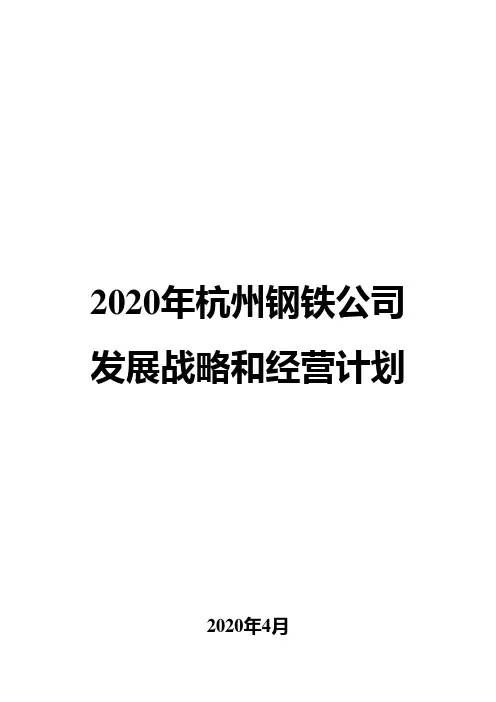 2020年杭州钢铁公司发展战略和经营计划