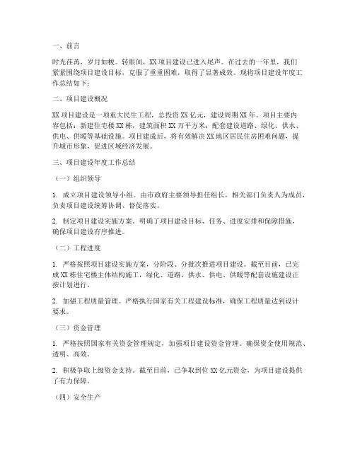 项目建设年度总结范文