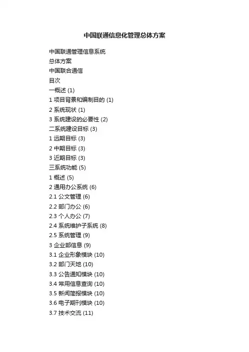 中国联通信息化管理总体方案