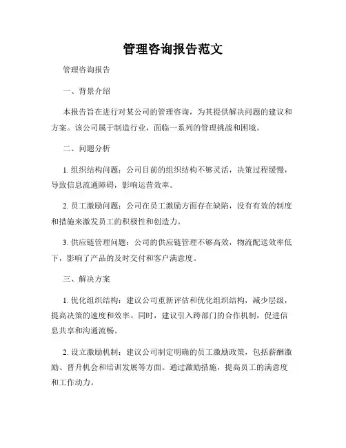 管理咨询报告范文