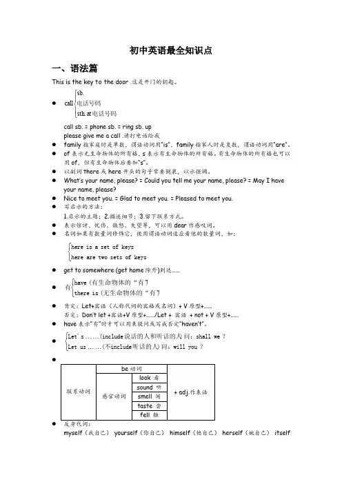 (完整word版)初中英语最全知识点