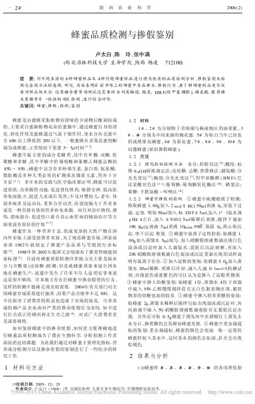 蜂蜜品质检测与掺假鉴别