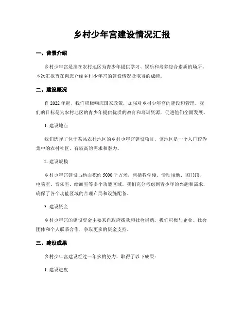 乡村少年宫建设情况汇报