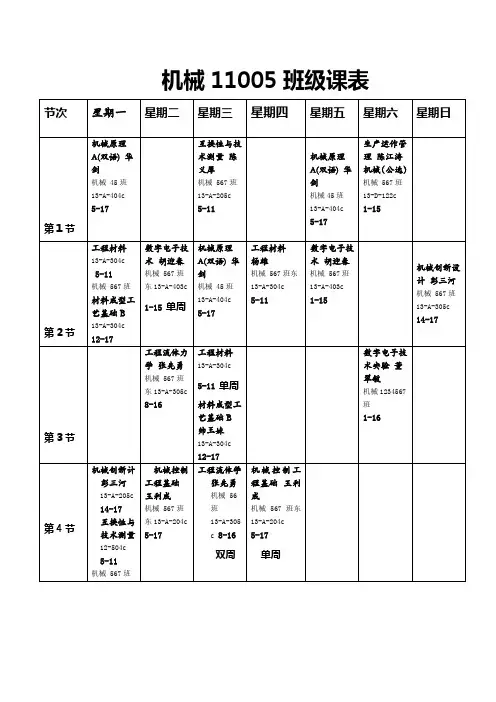 班级课表(大三上)