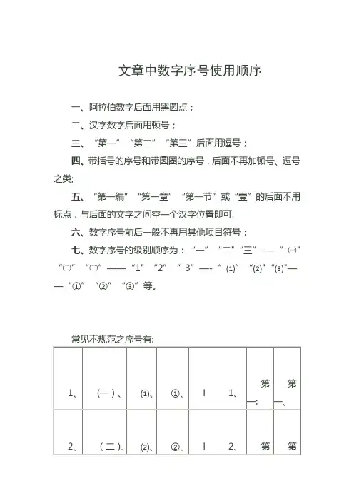公文中数字序号使用顺序【范本模板】