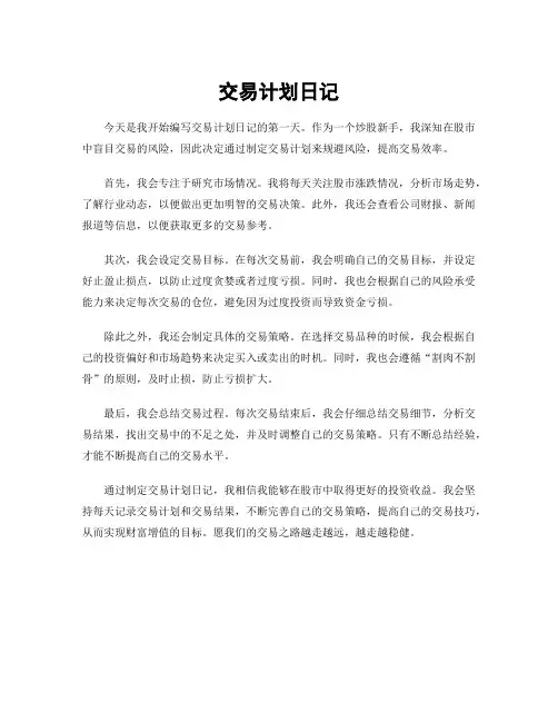 交易计划日记