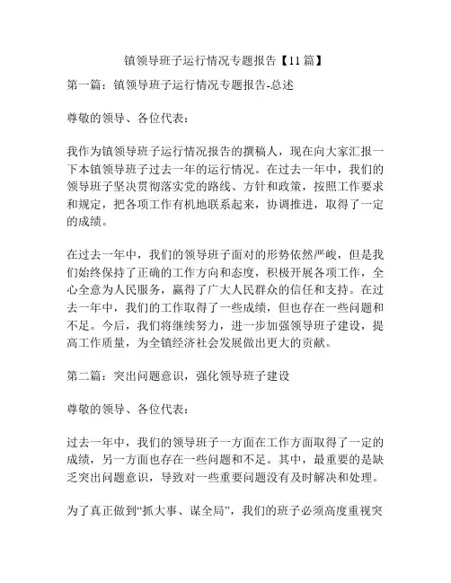 镇领导班子运行情况专题报告【11篇】