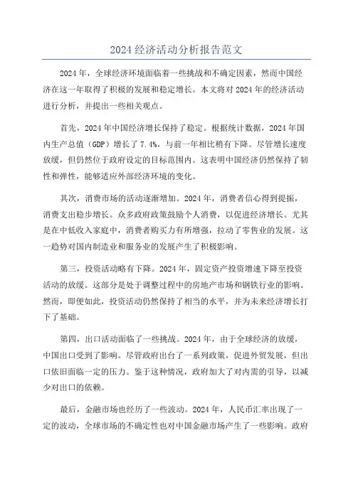 2024经济活动分析报告范文