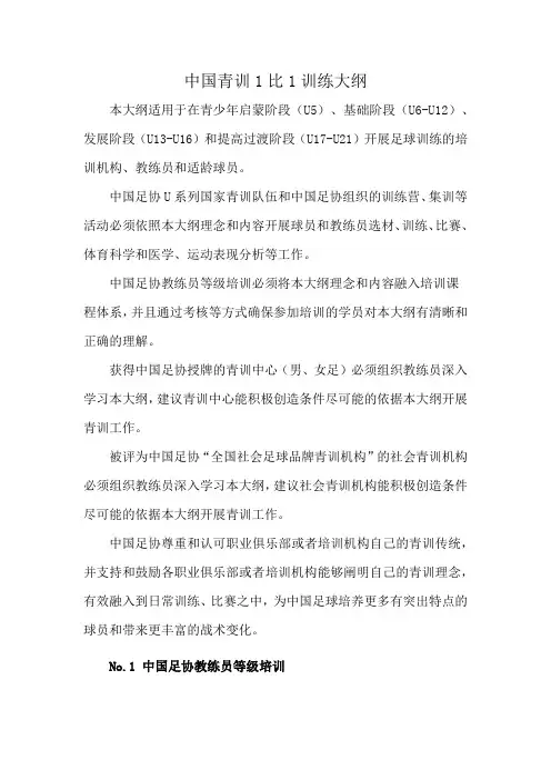 中国青训1比1训练大纲