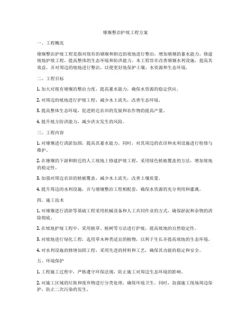 塘堰整治护坡工程方案