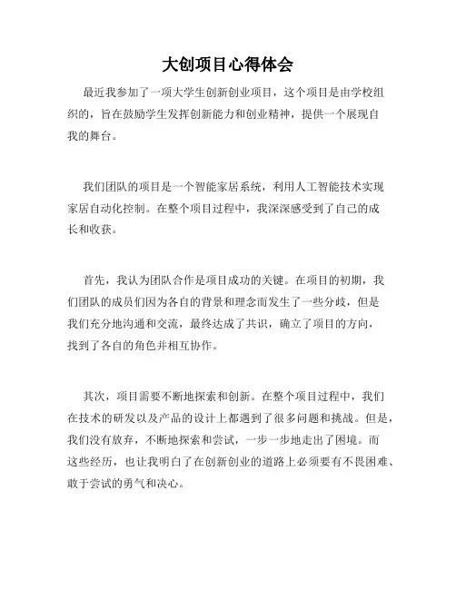 大创项目心得体会