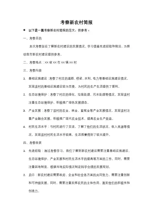 考察新农村简报