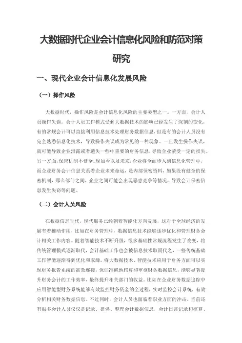 大数据时代企业会计信息化风险和防范对策研究