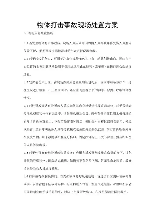 物体打击事故现场处置方案