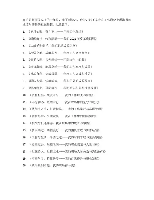 个人工作总结好标题集锦
