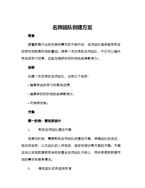 名师团队创建方案