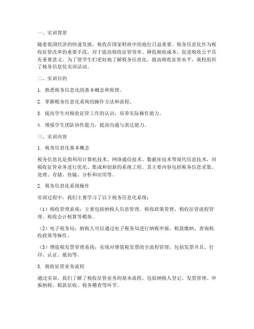 税务信息化的实训报告