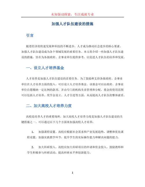 加强人才队伍建设的措施