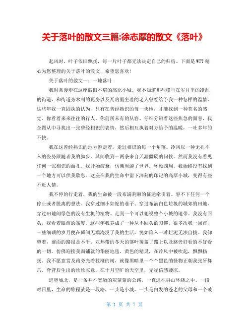 关于落叶的散文三篇-徐志摩的散文《落叶》