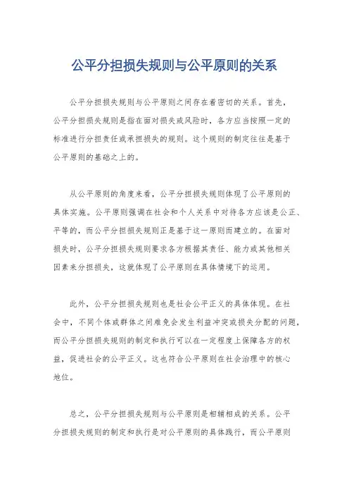 公平分担损失规则与公平原则的关系