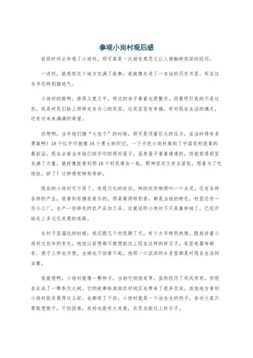 参观小岗村观后感