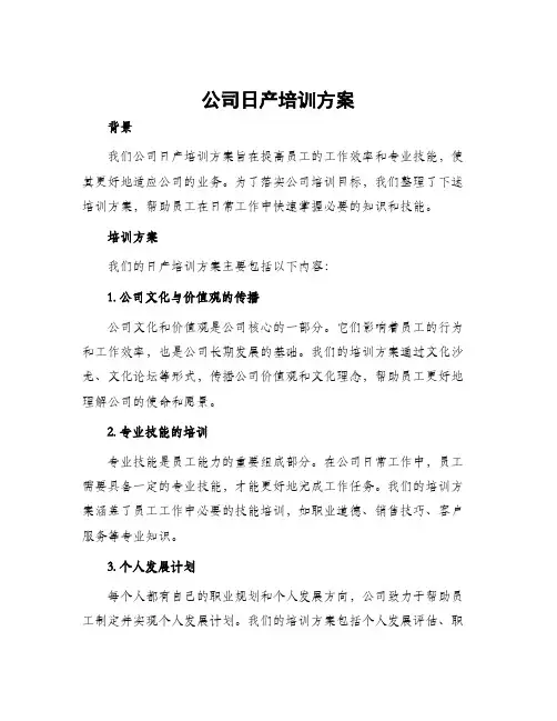公司日产培训方案