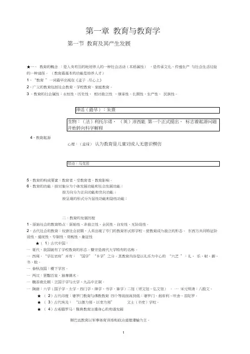(完整版)(山香版)教材重点笔记——1教育学