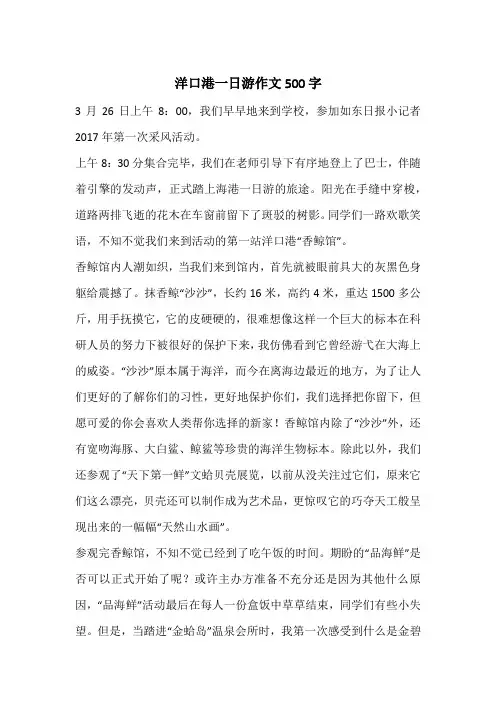 洋口港一日游作文500字