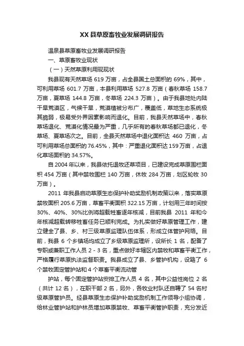 XX县草原畜牧业发展调研报告