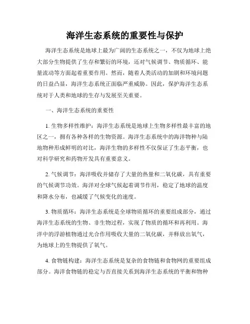 海洋生态系统的重要性与保护