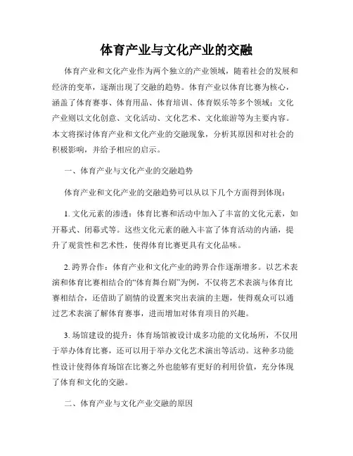 体育产业与文化产业的交融