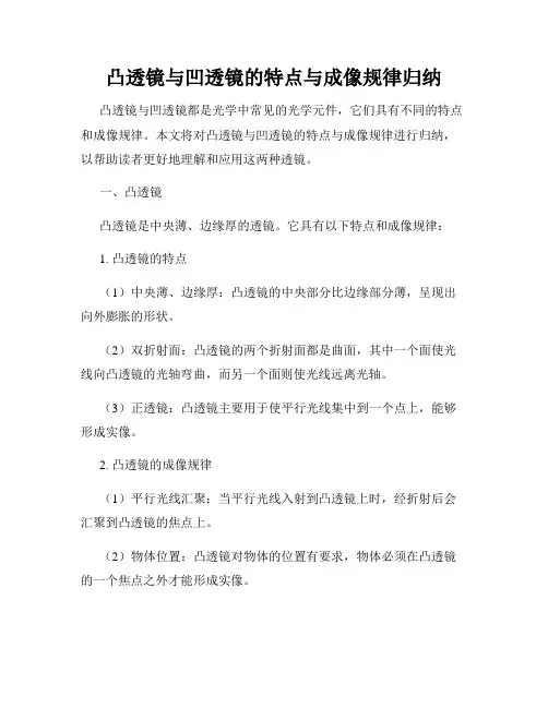 凸透镜与凹透镜的特点与成像规律归纳
