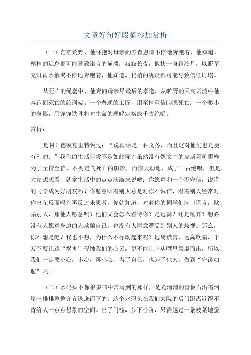 文章好句好段摘抄加赏析