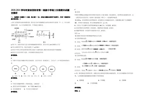 2020-2021学年河南省信阳市第一高级中学高三生物期末试题含解析
