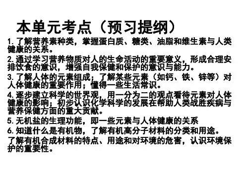 人教版九年级下册化学   第12单元《化学与生活》复习课件