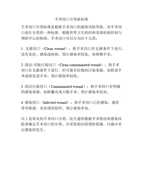 手术切口分类新标准