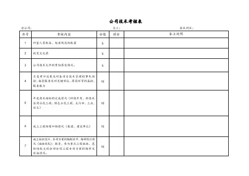 公司技术管理检查表