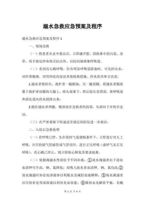 溺水急救应急预案及程序