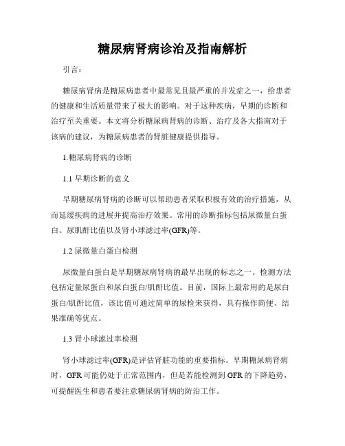 糖尿病肾病诊治及指南解析