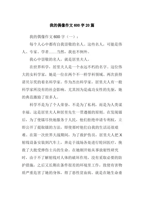 我的偶像作文600字20篇