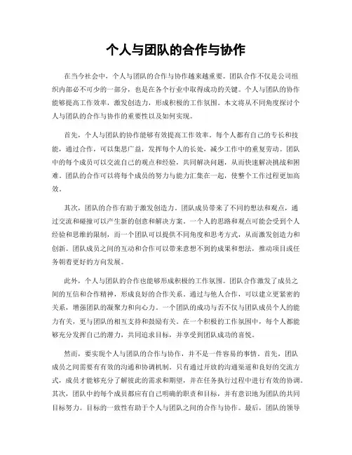 个人与团队的合作与协作