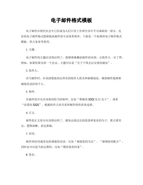 电子邮件格式模板