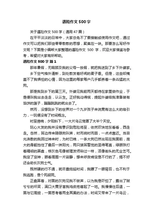 关于遇险作文500字（通用47篇）