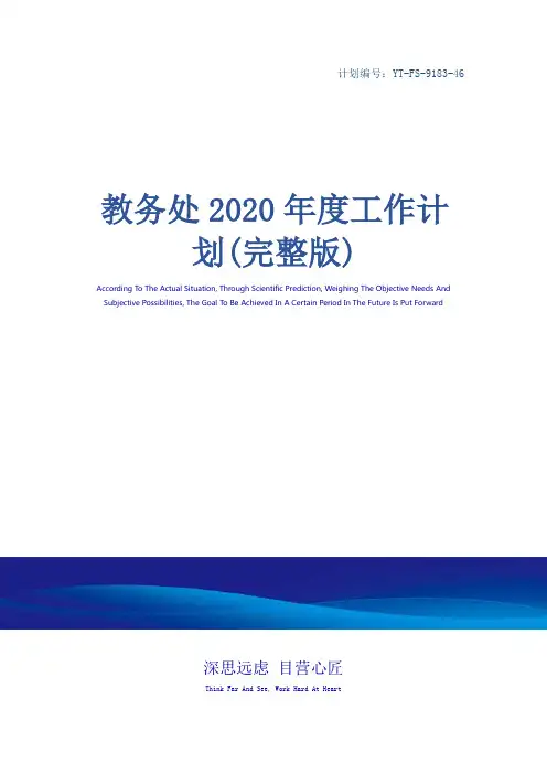 教务处2020年度工作计划(完整版)